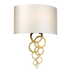 Wandleuchte Stoff Metall in Creme Messing Modern