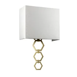 Wandleuchte Stoff Schirm Up Down Creme Messing