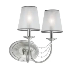 Wandleuchte Stoffschirm Metall 2x E14 Schlafzimmer Flur