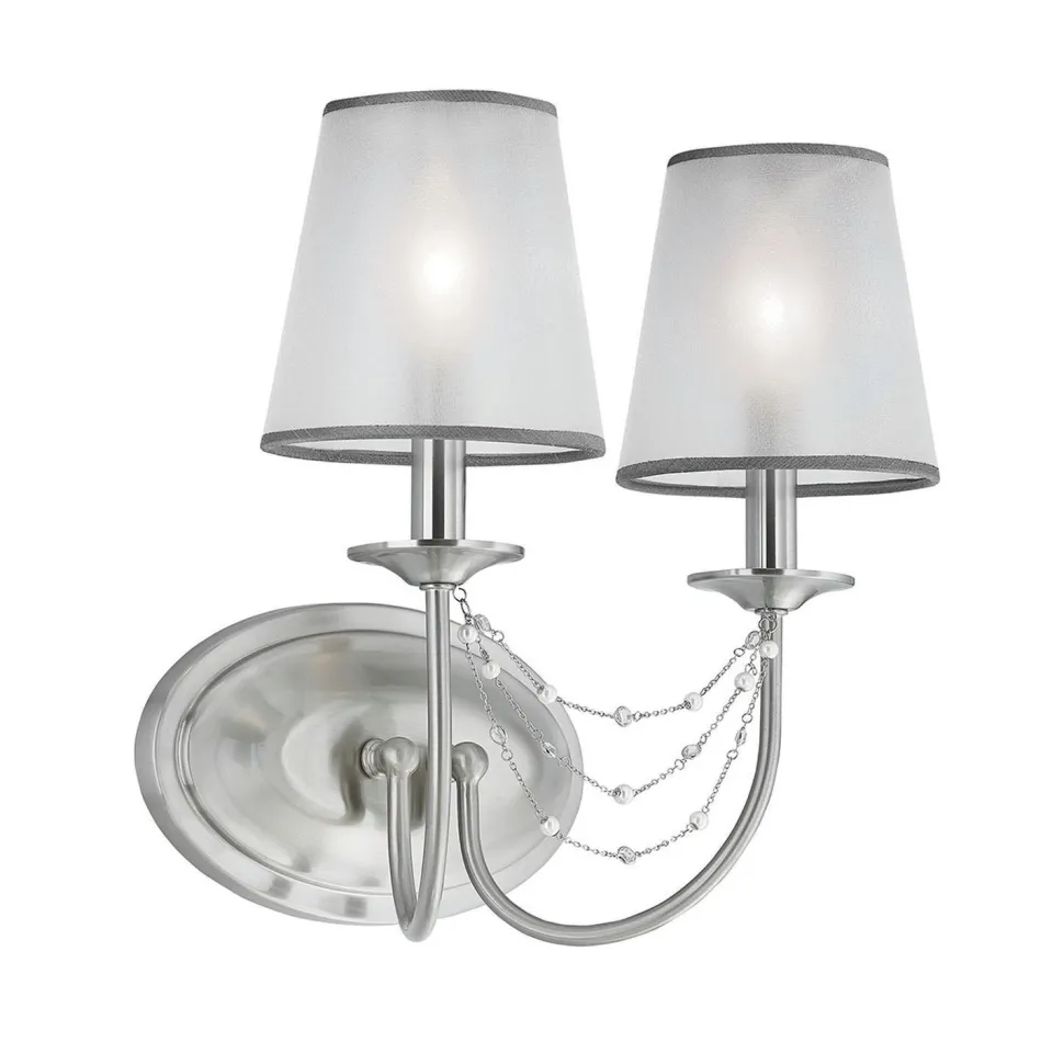 Wandleuchte Stoffschirm Metall 2x E14 Schlafzimmer Flur