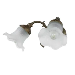 Wandleuchte Weiß Glasschirm Echt-Messing Ricciolo