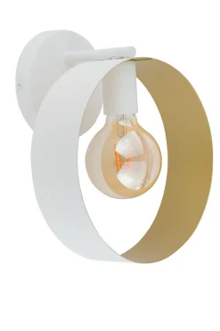 Wandleuchte Weiß Innen Gold Metall E27 Ø25 cm Ring