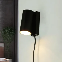 Wandspot mit Schalter Kabel Schwarz Gold GU10