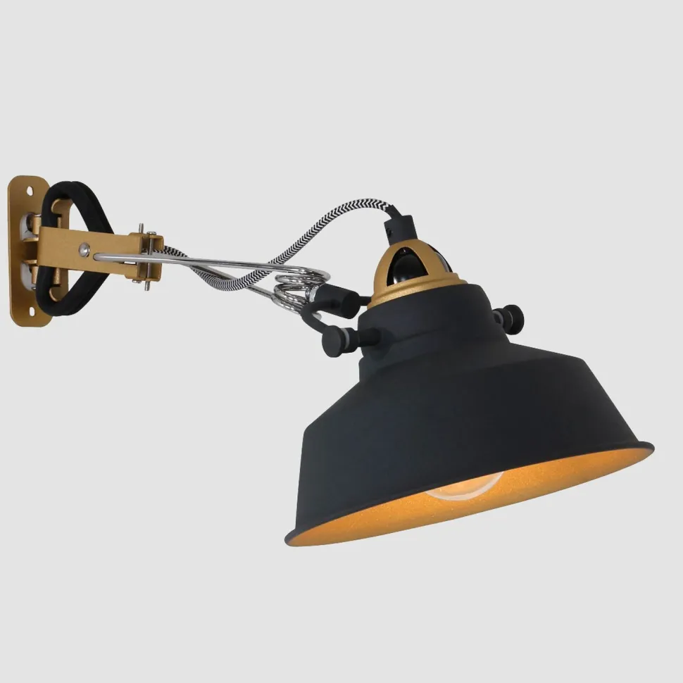 Wandstrahler mit Stecker Metall T:36 cm E27 beweglich