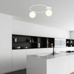 Weiße Deckenleuchte Glas Metall Kugelschirme Ø 47 cm