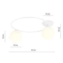 Weiße Deckenleuchte Glas Metall Kugelschirme Ø 47 cm