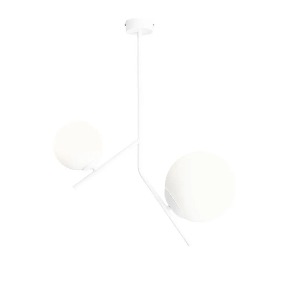 Weiße Deckenleuchte Glas Metall L:50 cm Kugeln wohnlich