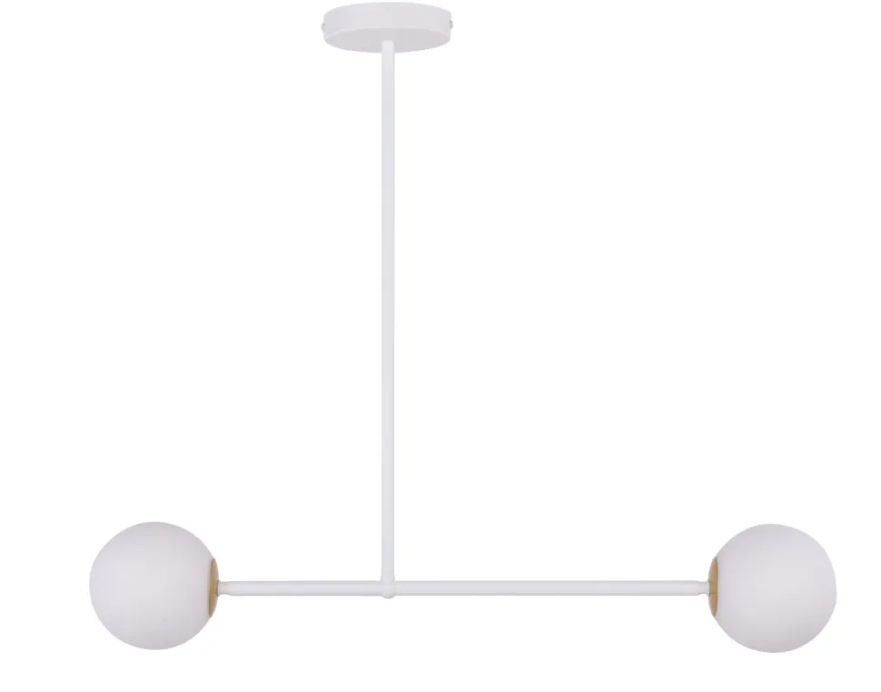 Weiße Deckenleuchte Metall Glas 2-flmg 80 cm blendarm