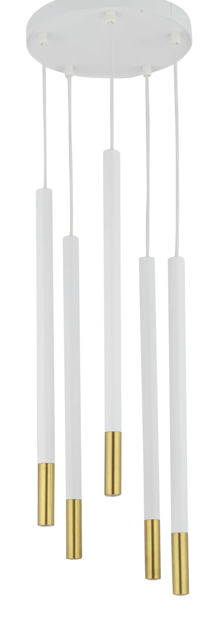 Weiße Hängelampe Gold Akzent Messing G9 5-flmg stylisch