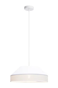 Weiße Hängeleuchte blendarm Stoff wohnlich B:45 cm E27