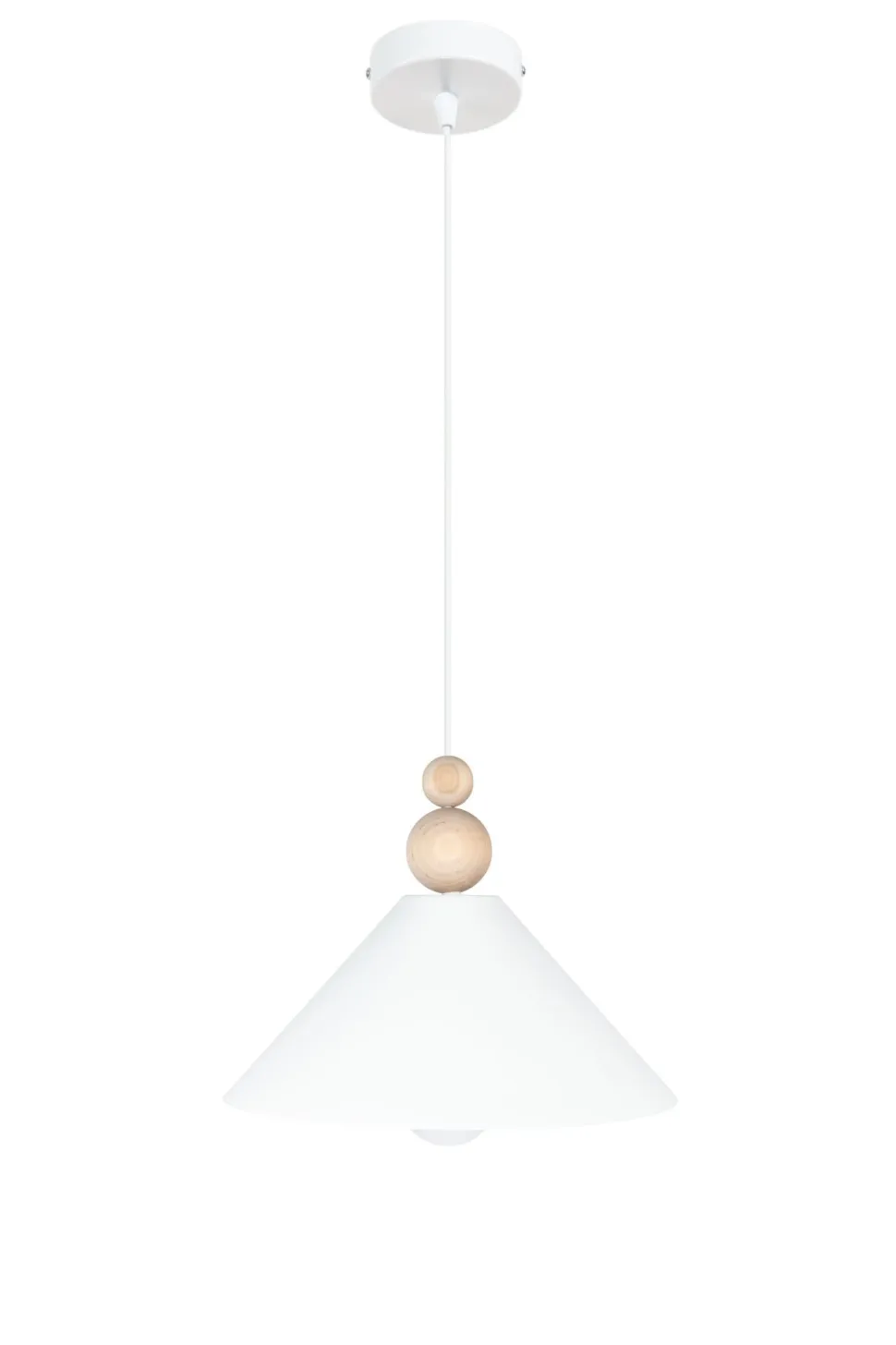 Weiße Hängeleuchte Holz Metall Ø26 cm rund E27 wohnlich