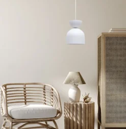 Weiße Hängeleuchte Metall E27 Minimalistisch Ø17 cm