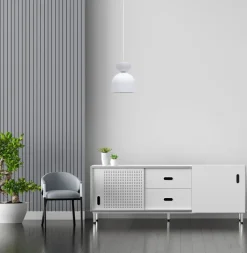 Weiße Hängeleuchte Metall E27 Minimalistisch Ø17 cm