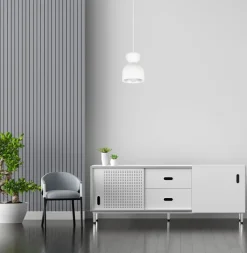 Weiße Hängeleuchte Metall E27 Minimalistisch Ø17 cm