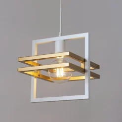 Weiße Pendelleuchte Gold Metall bis 0,9 m E27 stylisch