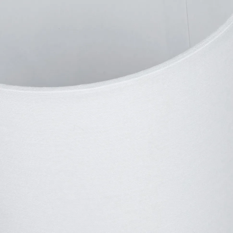 Weiße Tischleuchte Holz Fuß Stoff Schirm 31cm E14