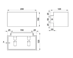 Weiße Wandlampe Up Down eckig 2x G9 Flurbeleuchtung