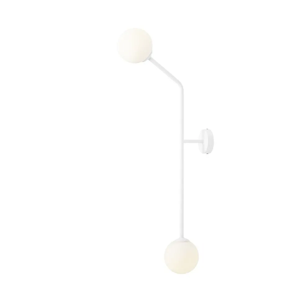 Weiße Wandleuchte blendarm Glaskugel Metall E14 T:38 cm