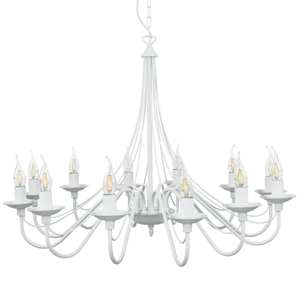 Weißer Kronleuchter Groß Ø85cm Wohnraum Rustikal