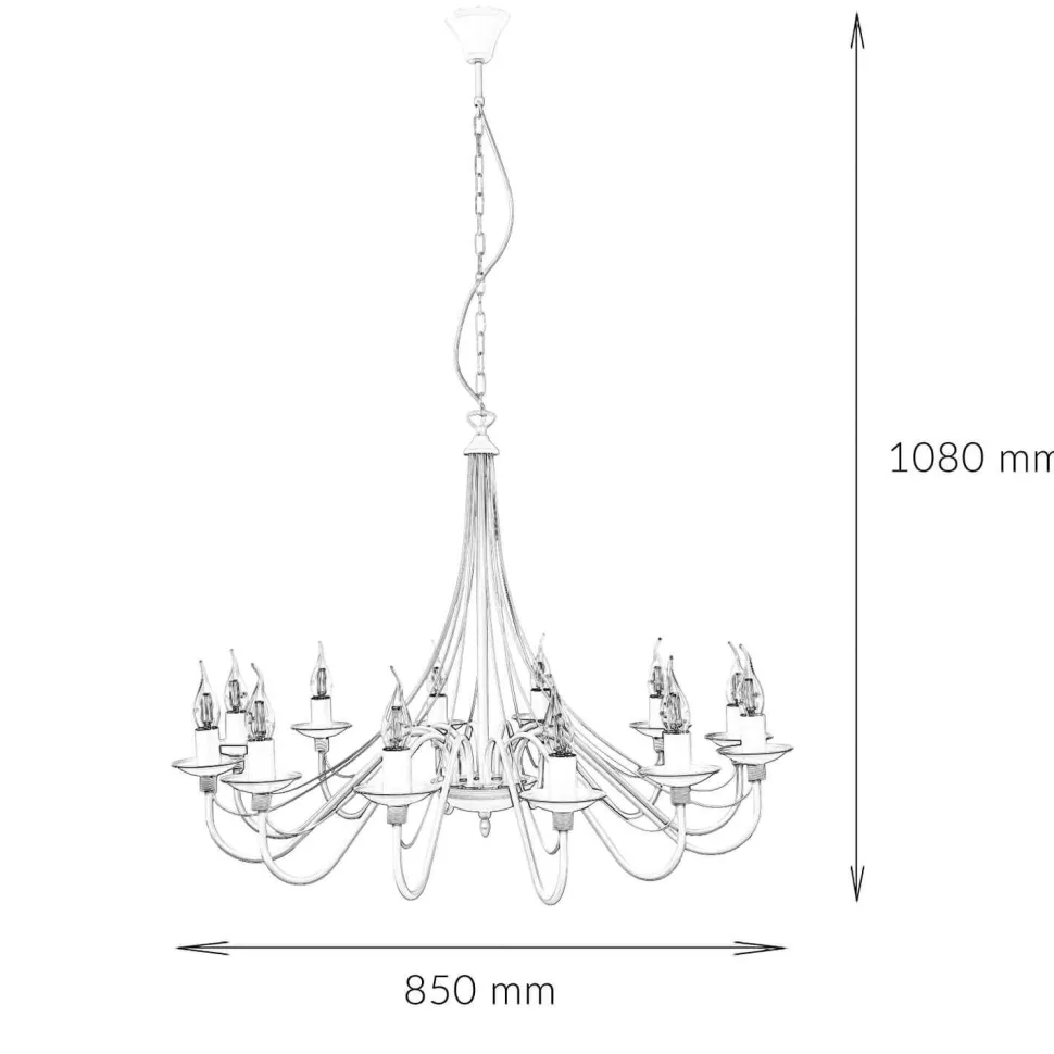 Weißer Kronleuchter Groß Ø85cm Wohnraum Rustikal