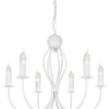Weißer Kronleuchter Metall 6-flammig E14 Klassisch