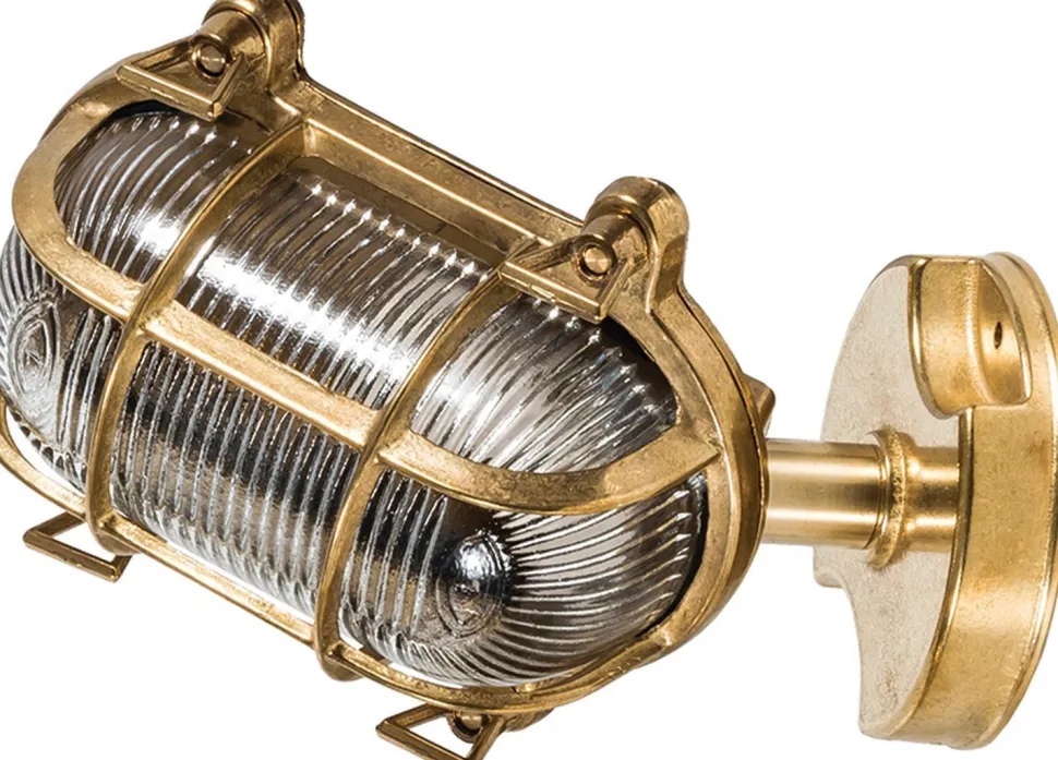 Wetterfeste Wandlampe SKIATHOS Messing Maritim IP64