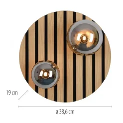 Wohnliche Deckenlampe Glaskugeln Holz G9 Ø38,5 cm Natur