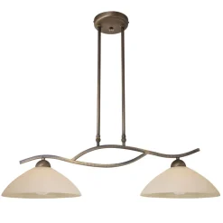Wohnliche Deckenlampe Metall Glas in Bronze Creme 82 cm
