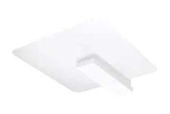 Wohnliche Deckenlampe Weiß Glas Holz flach H: 14 cm