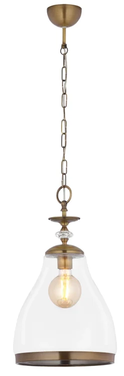 Wohnliche Hängelampe Glas Metall E27 in Messing