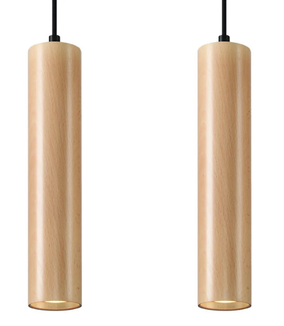 Wohnliche Hängelampe Holz 2x GU10 Modern Esstisch