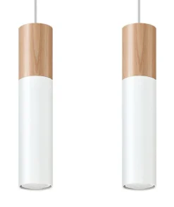 Wohnliche Hängelampe WAYNELLE Weiß Holz Skandinavisch