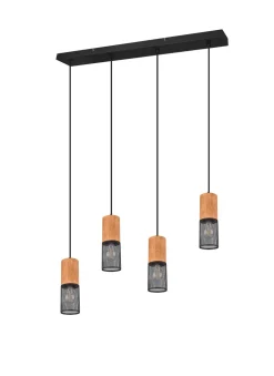 Wohnliche Pendelleuchte Holz Metall E27 65 cm 4-flammig