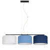 Wohnliche Pendelleuchte Stoff Weiß Blau E27 100 cm lang