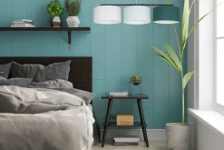 Wohnliche Pendelleuchte Stoff Weiß Mint Grün L:100 cm