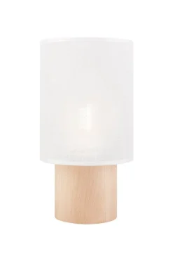 Wohnliche Tischlampe 30 cm E27 Weiß Stoff Holz Modern