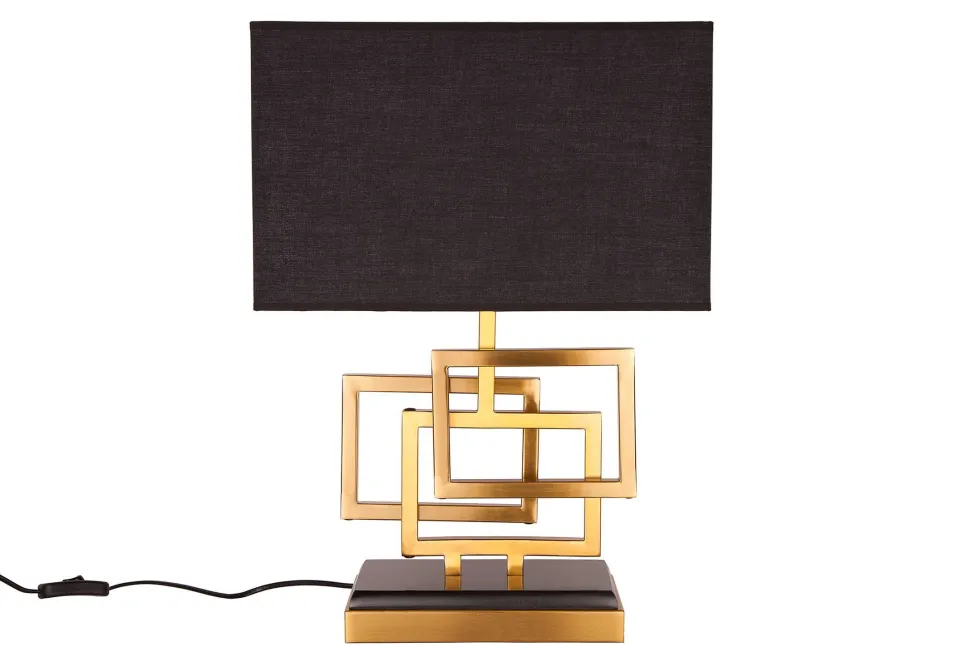 Wohnliche Tischleuchte Schwarz Gold Stoff blendarm E27