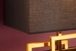 Wohnliche Tischleuchte Schwarz Gold Stoff blendarm E27