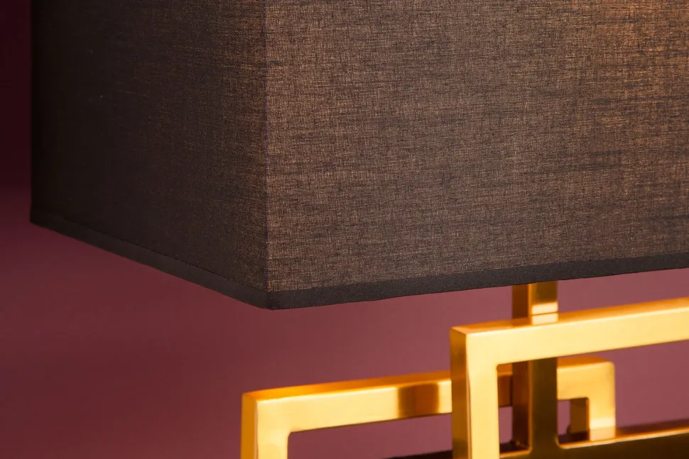 Wohnliche Tischleuchte Schwarz Gold Stoff blendarm E27
