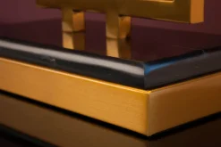 Wohnliche Tischleuchte Schwarz Gold Stoff blendarm E27