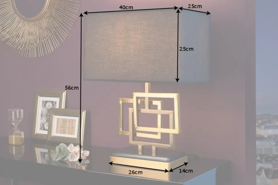 Wohnliche Tischleuchte Schwarz Gold Stoff blendarm E27