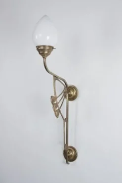 Wohnliche Wandleuchte Messing Glas Weiß E27 H:86 cm