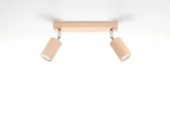 Wohnlicher Deckenstrahler Wohnzimmer Holz L:36cm 2x