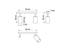 Wohnlicher Deckenstrahler Wohnzimmer Holz L:36cm 2x