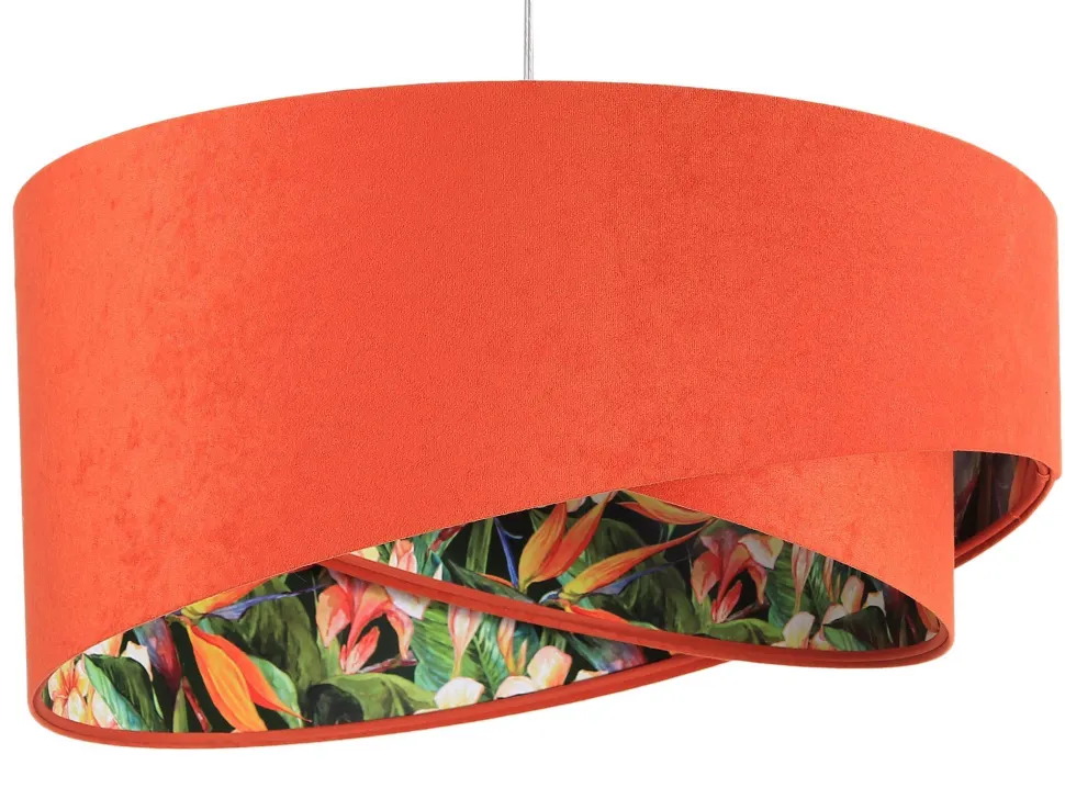 Wohnzimmer Hängelampe Orange Bunt Stoff rund Ø50cm