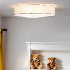 Wolkenlampe Kinderzimmer Grau Stoff 62 cm lang 4x E27