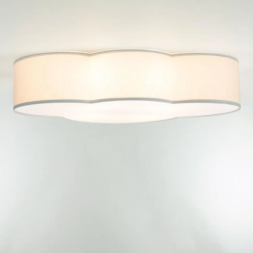 Wolkenlampe Kinderzimmer Grau Stoff 62 cm lang 4x E27