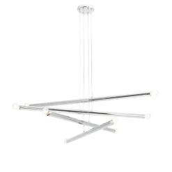 XXL Hängelampe Metall in Chrom 100 cm lang E14 Retro