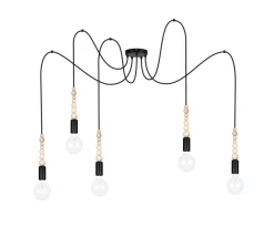 XXL Hängelampe Spider Schwarz L:400 cm E27 5-flammig
