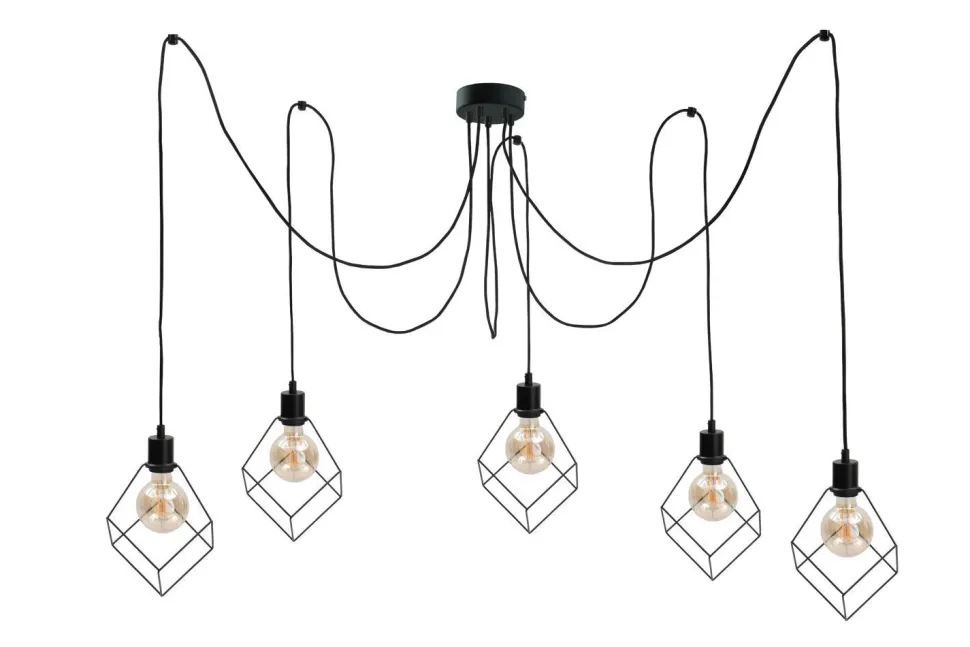 XXL Pendelleuchte Metall 5-flammig E27 Schwarz